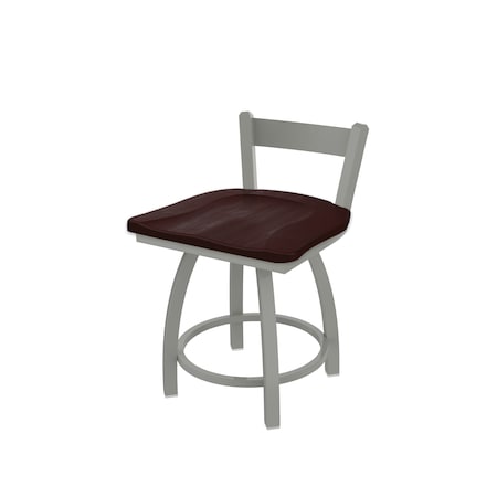 Holland Bar Stool Co 18" Low Back Swivel Vanity Stool, Nickel Finish, Dark Cherry Maple Seat 82118ANDCMpl